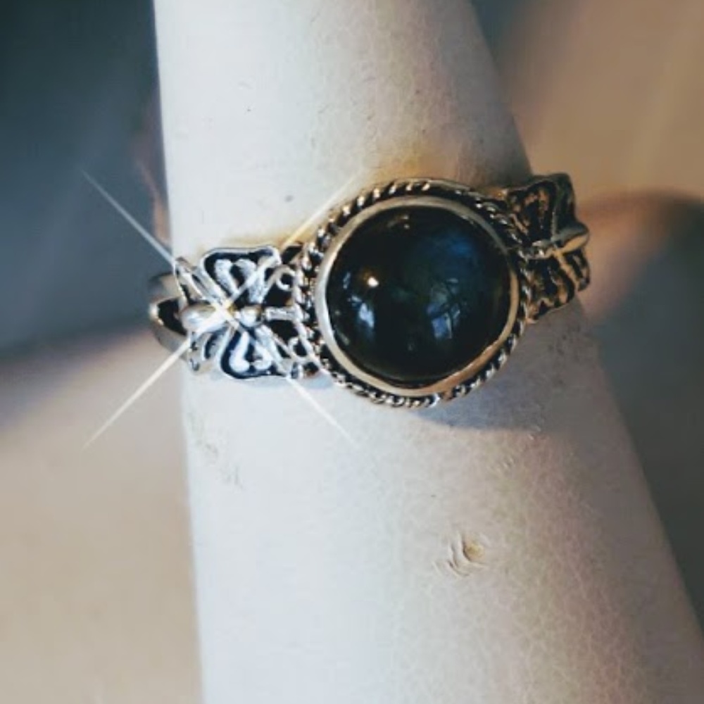 Labrodite and Silver Stackable Ring